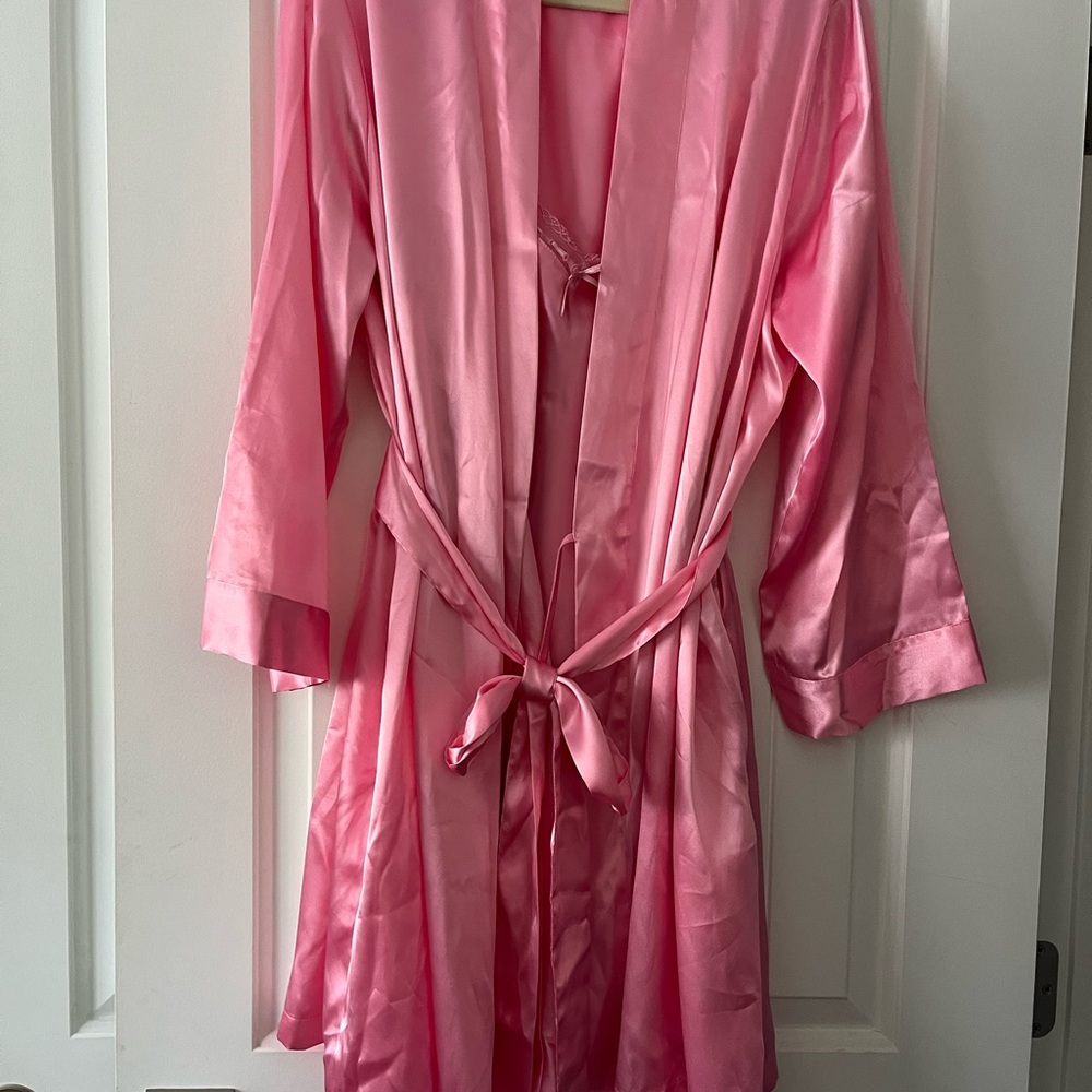 Morgan Taylor Pink Satin Robe and Nightgown